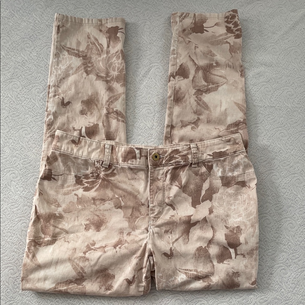Chico’s Floral Patterned Brown & Tan Women's Pants Sz 0.5